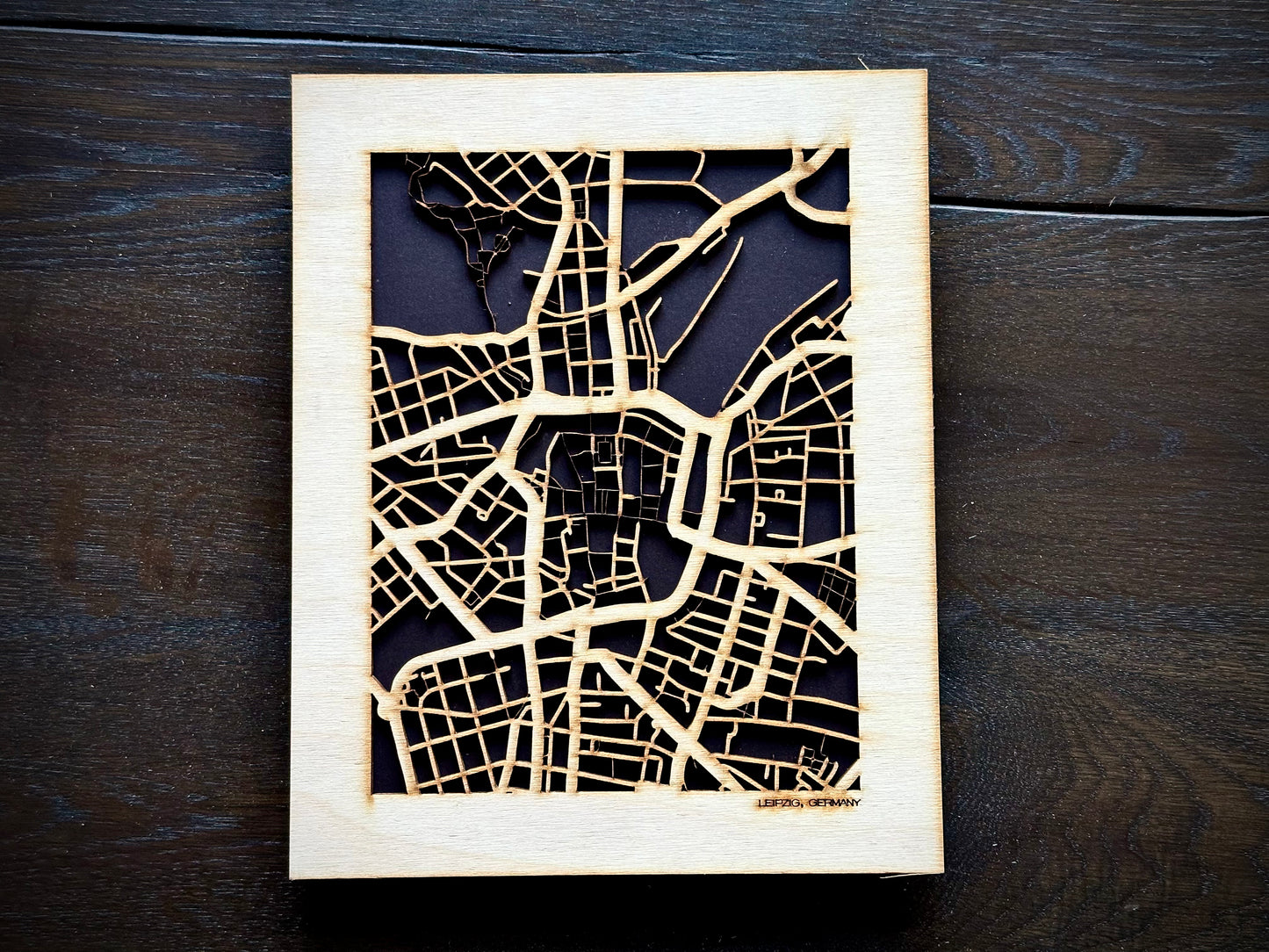 Leipzig, Germany City Street Map | Modern Wood Wall Art in a Minimalist design. 2 sizes