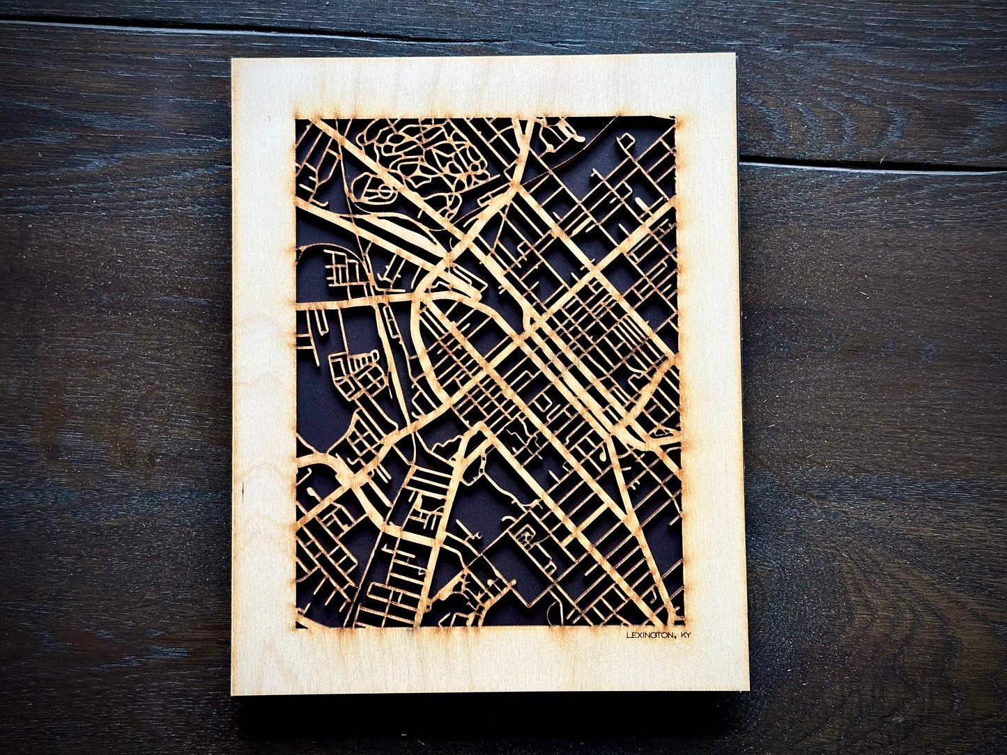 Lexington, KY City Street Map | Modern Wood Wall Art in a Minimalist design. 2 sizes