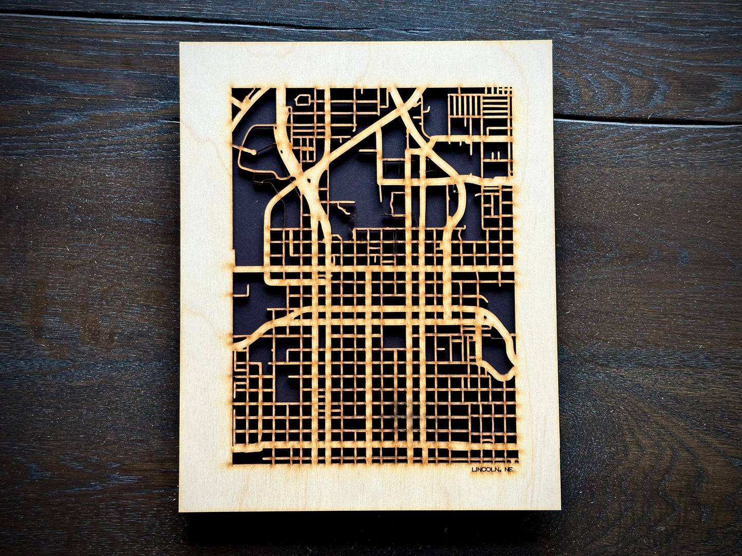 Lincoln, NE City Street Map | Modern Wood Wall Art in a Minimalist design. 2 sizes