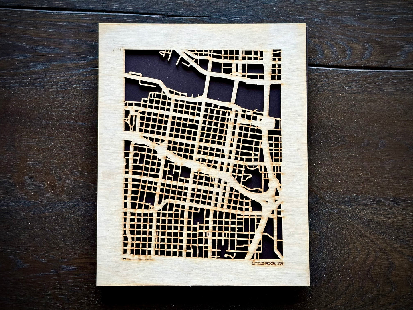 Little Rock, AR City Street Map | Modern Wood Wall Art in a Minimalist design. 2 sizes