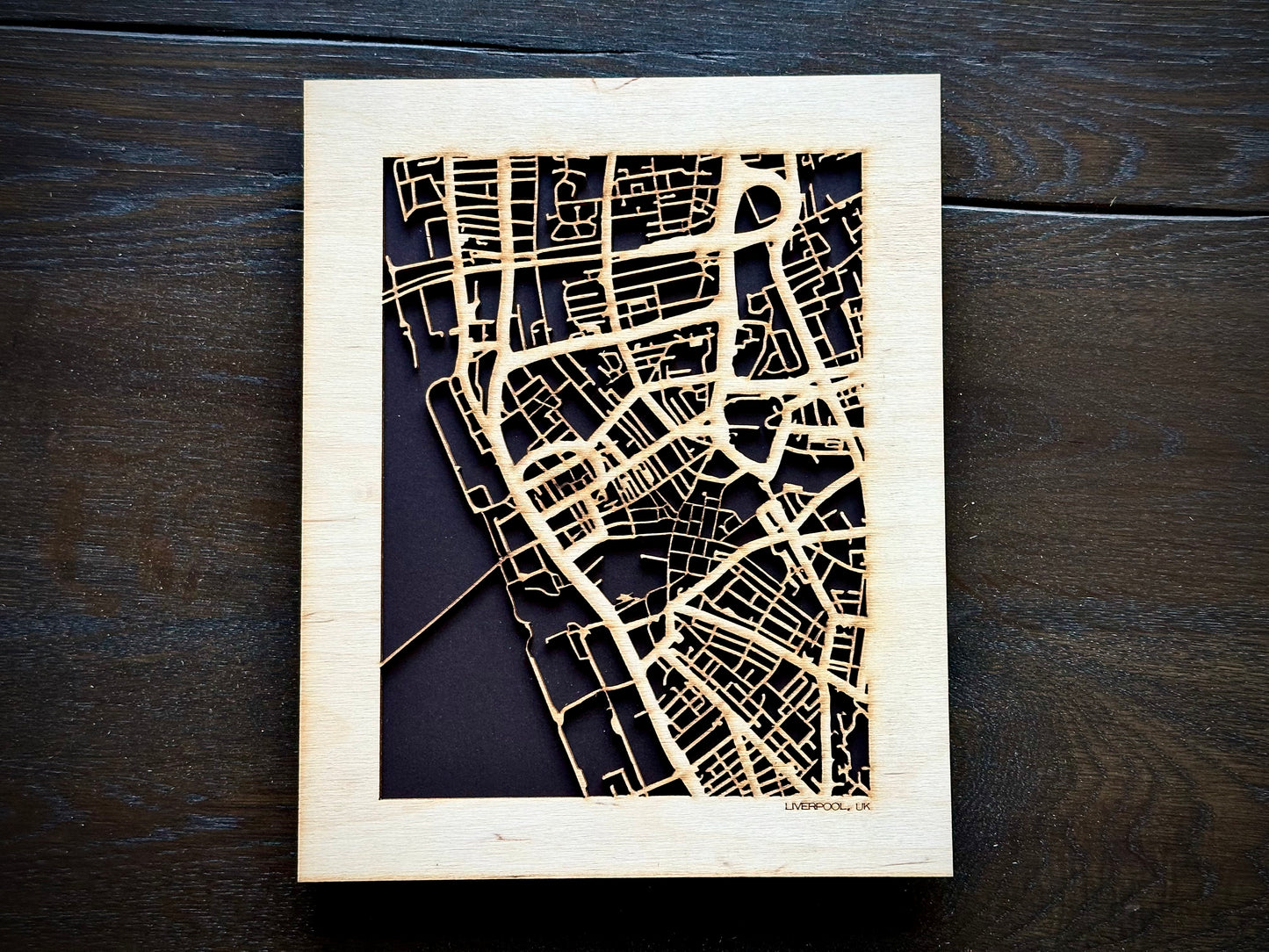 Liverpool, UK City Street Map | Modern Wood Wall Art in a Minimalist design. 2 sizes