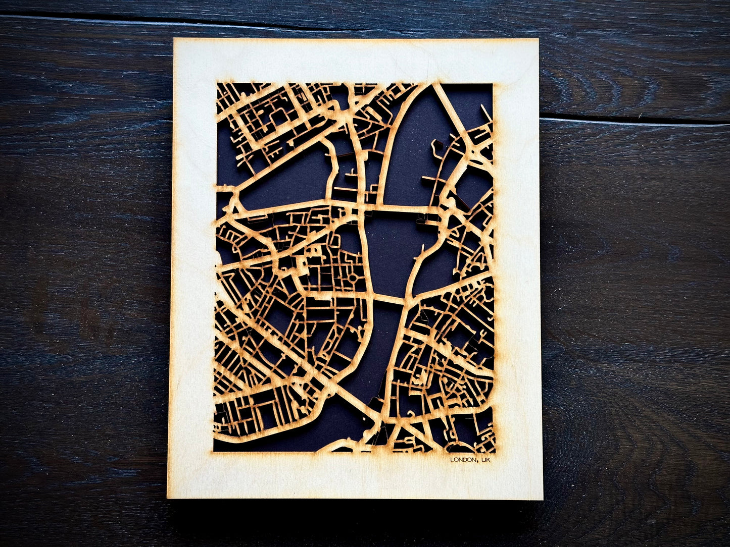 London, UK City Street Map | Modern Wood Wall Art in a Minimalist design. 2 sizes
