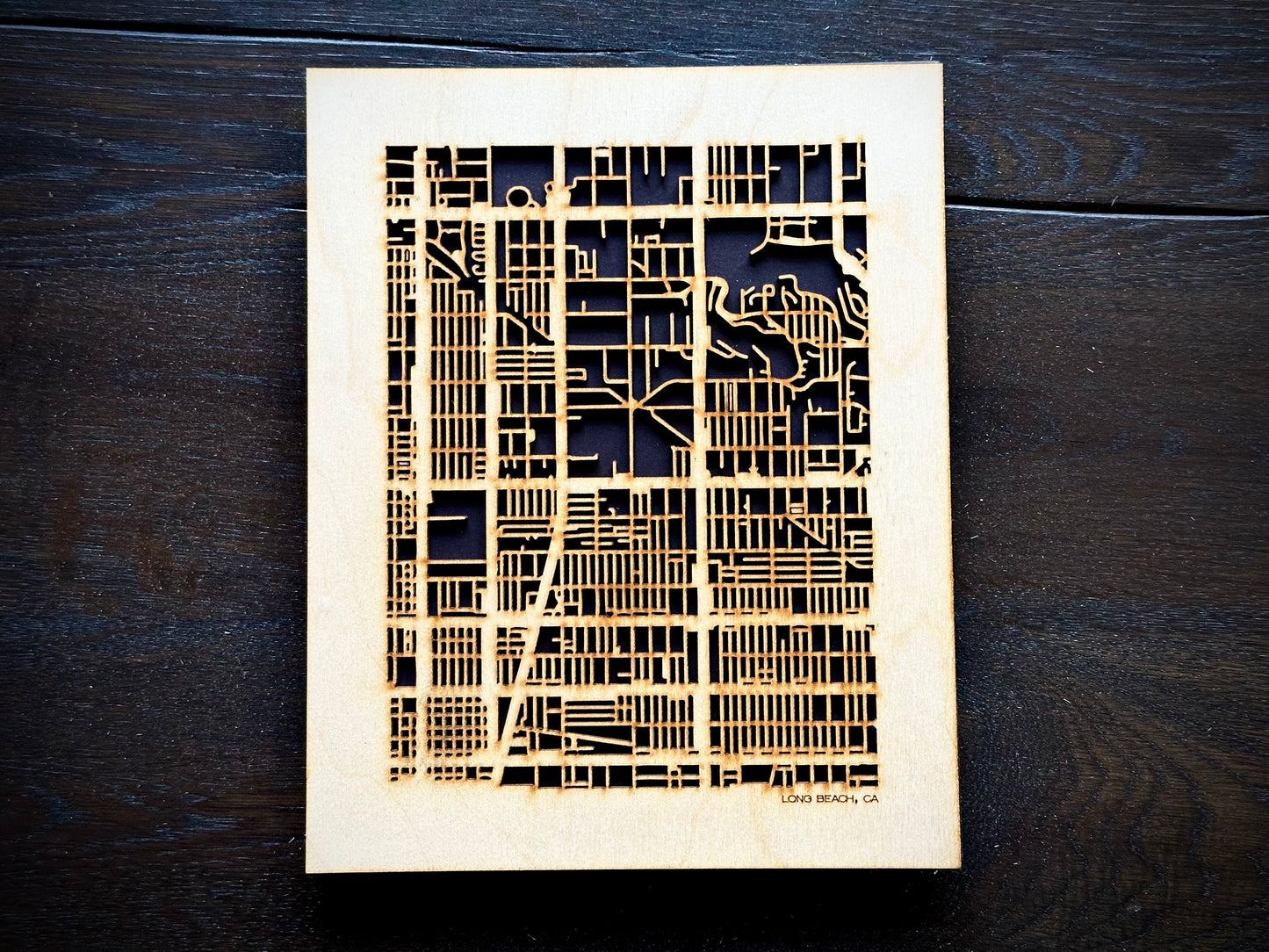 Long Beach, CA City Street Map | Modern Wood Wall Art in a Minimalist design. 2 sizes