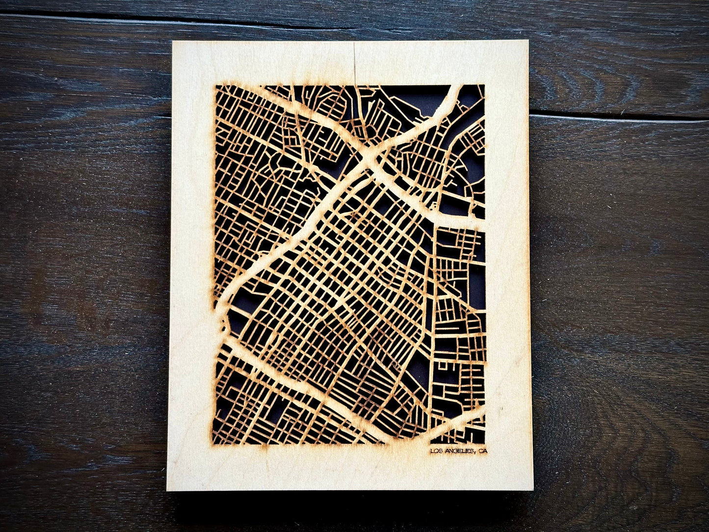 Los Angeles, CA City Street Map | Modern Wood Wall Art in a Minimalist design. 3 sizes