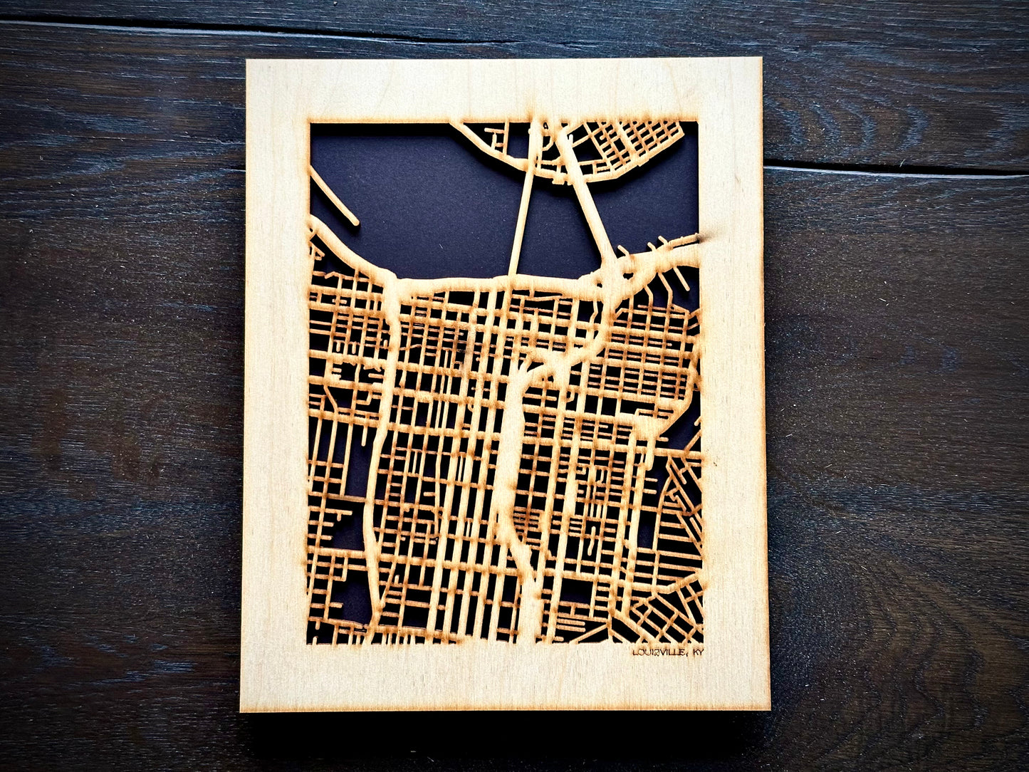 Louisville, KY City Street Map | Modern Wood Wall Art in a Minimalist design. 3 sizes