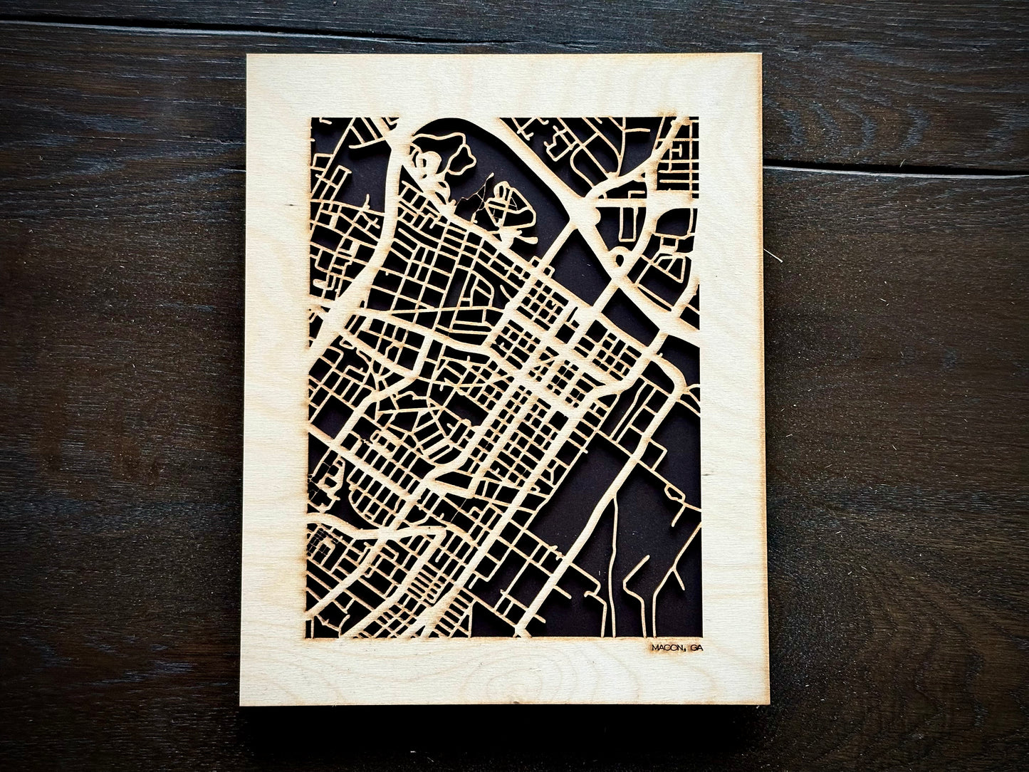 Macon, GA City Street Map | Modern Wood Wall Art in a Minimalist design. 2 sizes