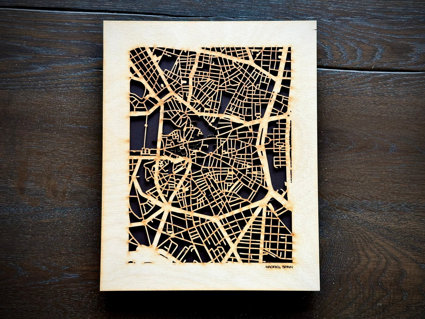 Madrid, Spain City Street Map | Modern Wood Wall Art in a Minimalist design. 2 sizes