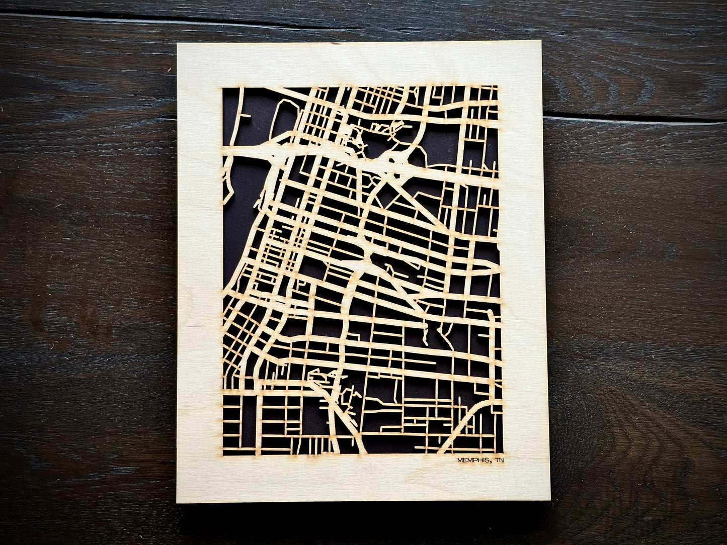 Memphis, TN City Street Map | Modern Wood Wall Art in a Minimalist design. 3 sizes