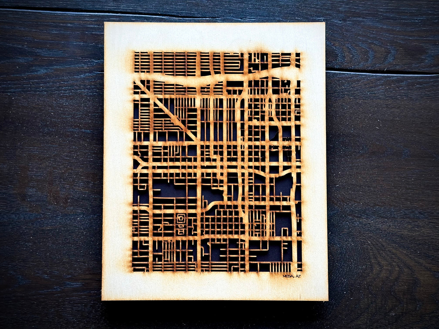 Mesa, AZ City Street Map | Modern Wood Wall Art in a Minimalist design. 2 sizes