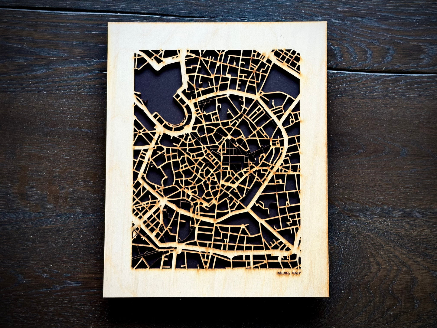 Milan, Italy City Street Map | Modern Wood Wall Art in a Minimalist design. 2 sizes