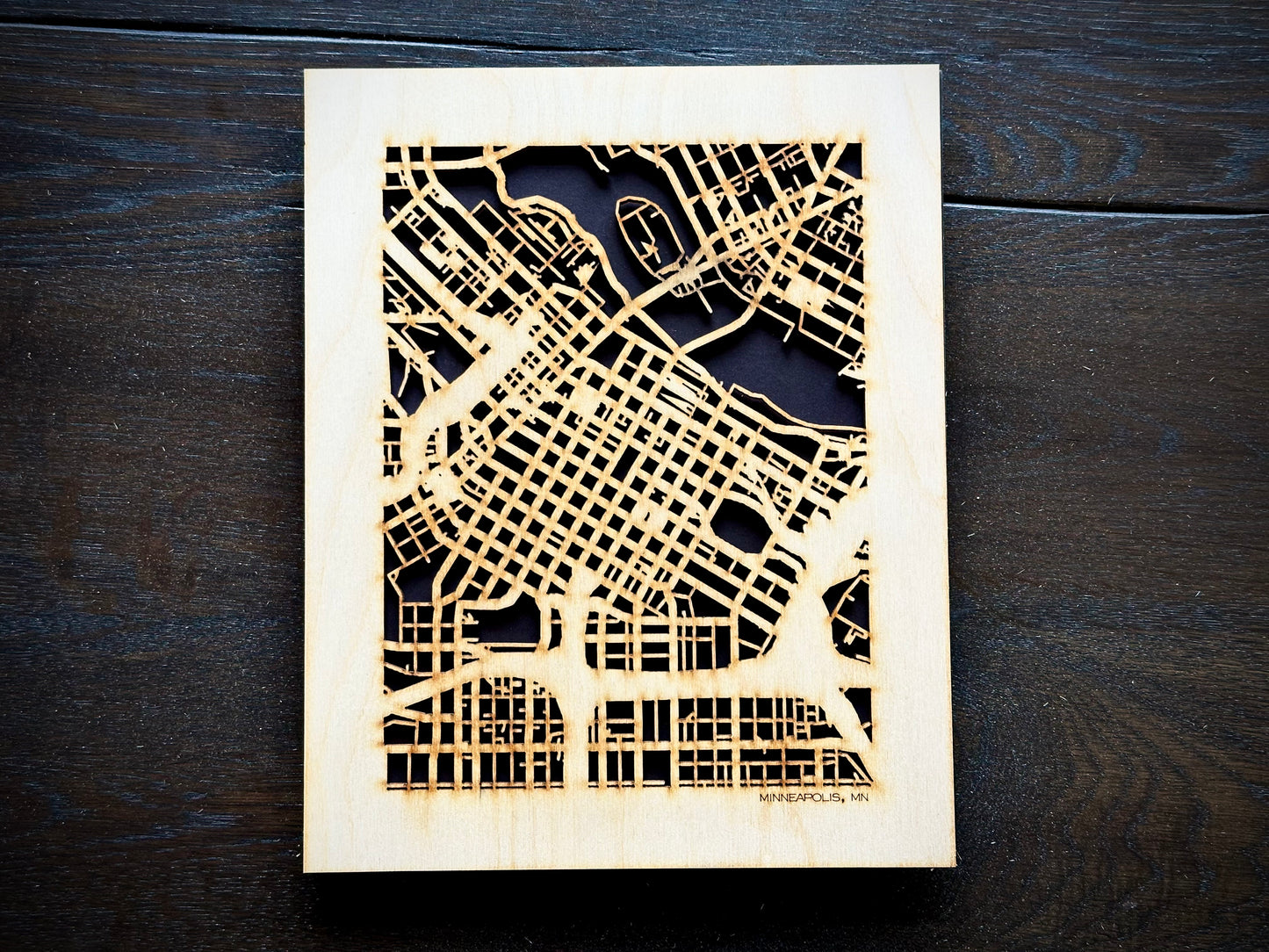 Minneapolis, MN City Street Map | Modern Wood Wall Art in a Minimalist design. 3 sizes