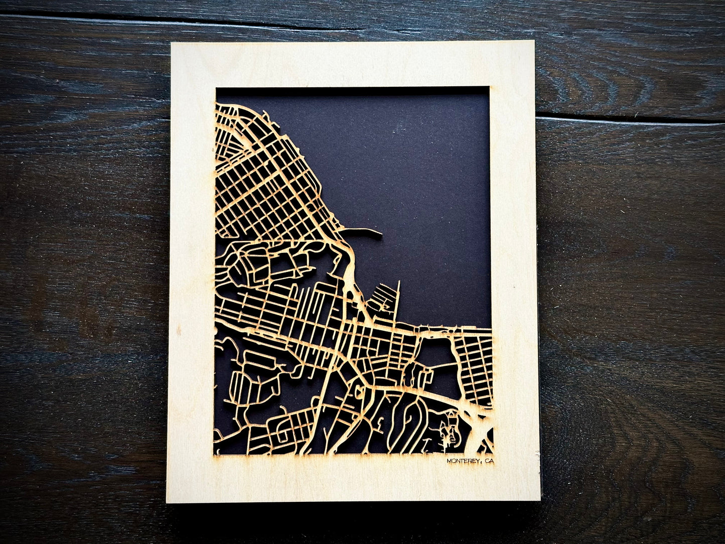 Monterey, CA City Street Map | Modern Wood Wall Art in a Minimalist design. 2 sizes