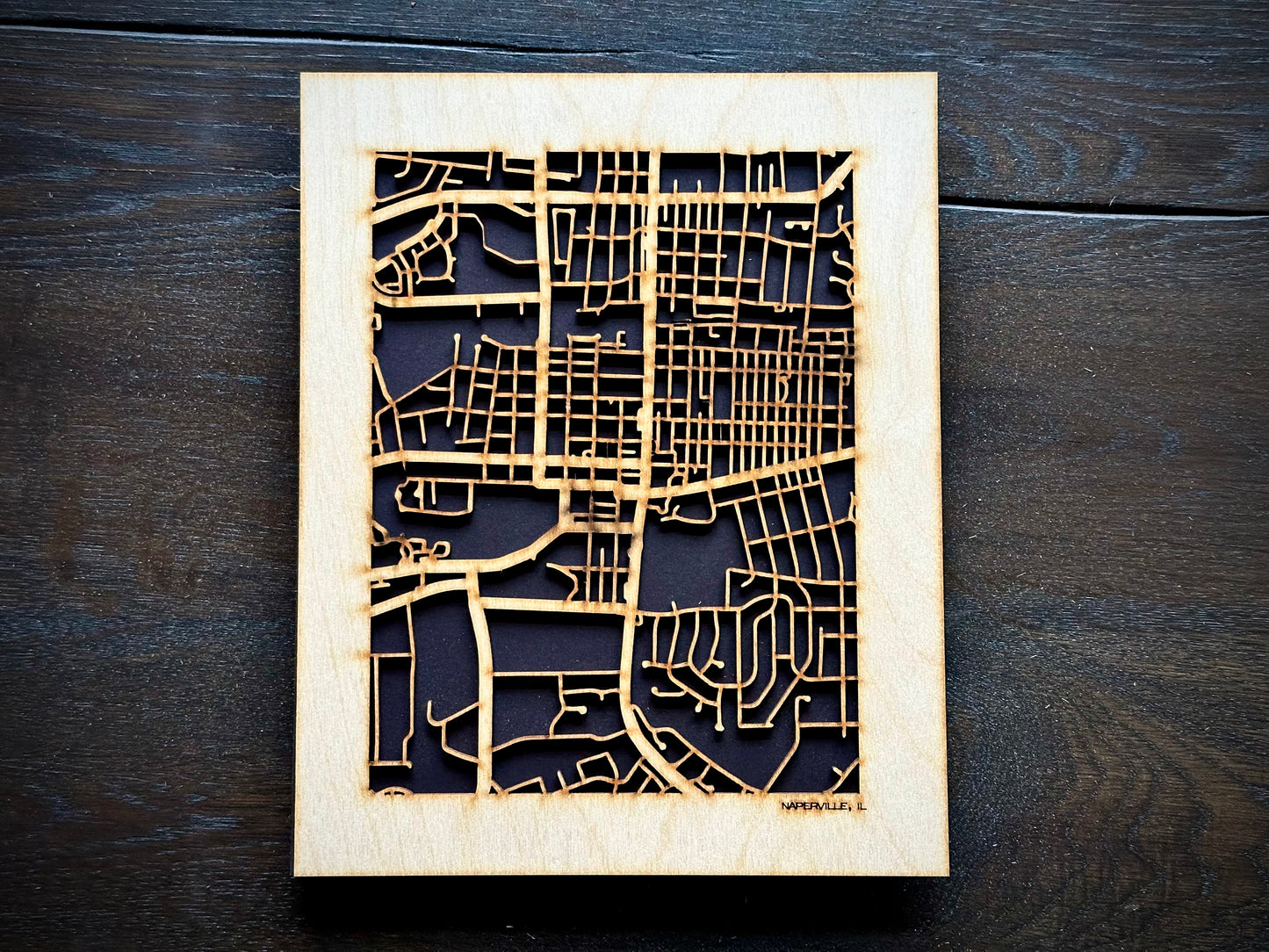 Naperville, IL City Street Map | Modern Wood Wall Art in a Minimalist design. 2 sizes