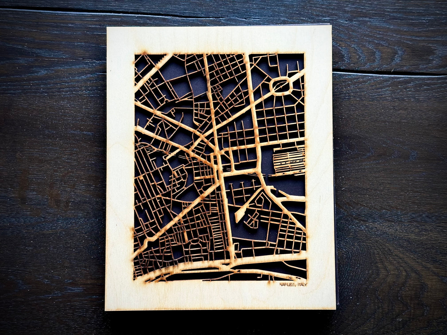Naples, Italy City Street Map | Modern Wood Wall Art in a Minimalist design. 2 sizes