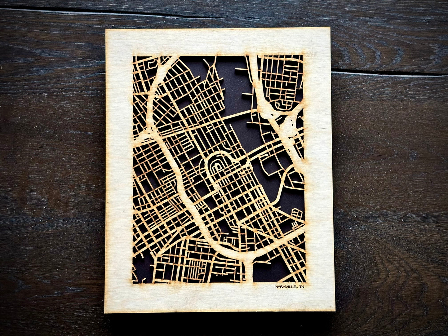 Nashville, TN City Street Map | Modern Wood Wall Art in a Minimalist design. 3 sizes