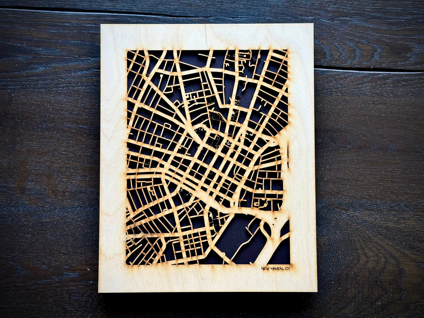 New Haven, CT City Street Map | Modern Wood Wall Art in a Minimalist design. 2 sizes