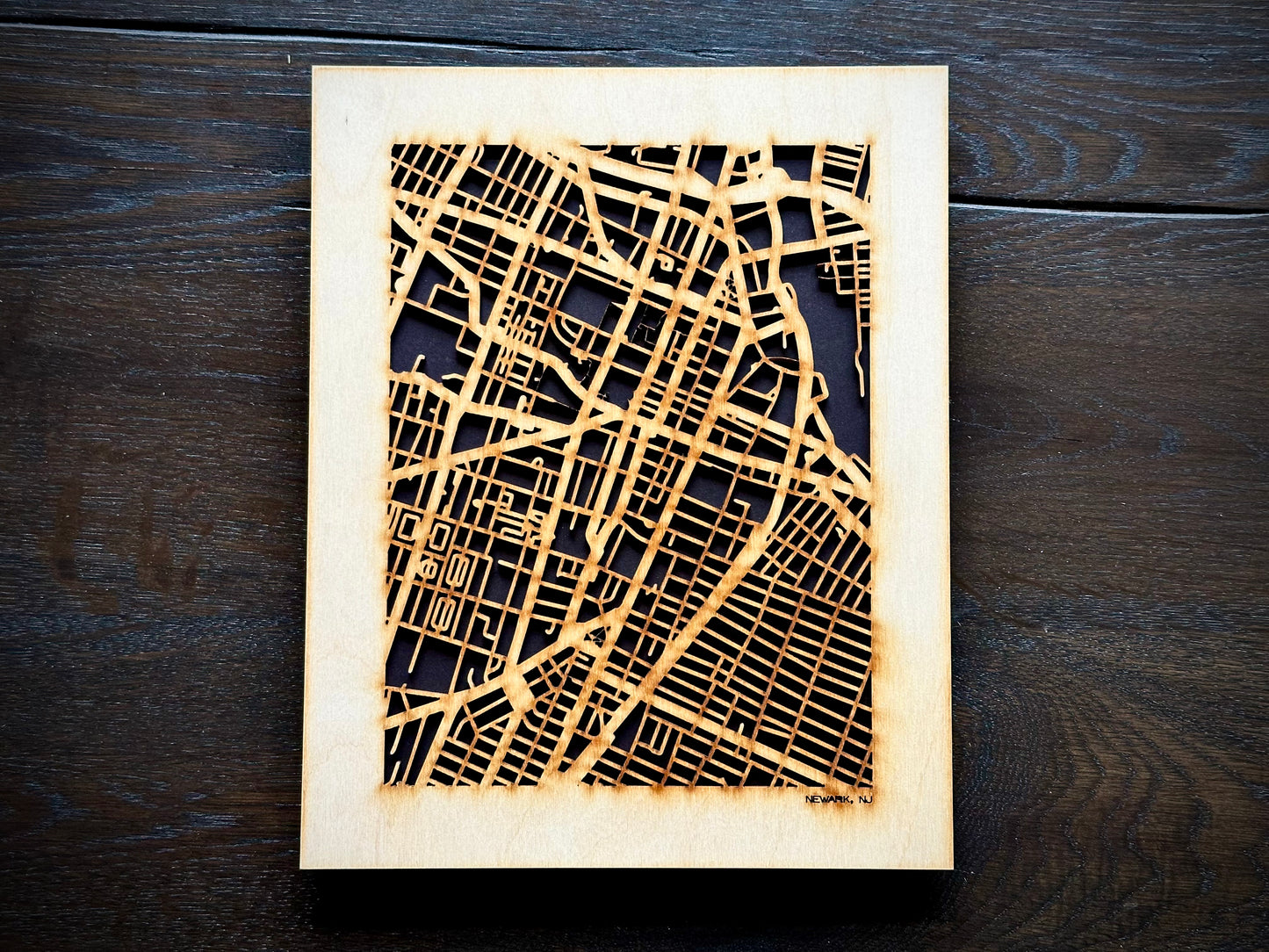 Newark, NJ City Street Map | Modern Wood Wall Art in a Minimalist design. 2 sizes