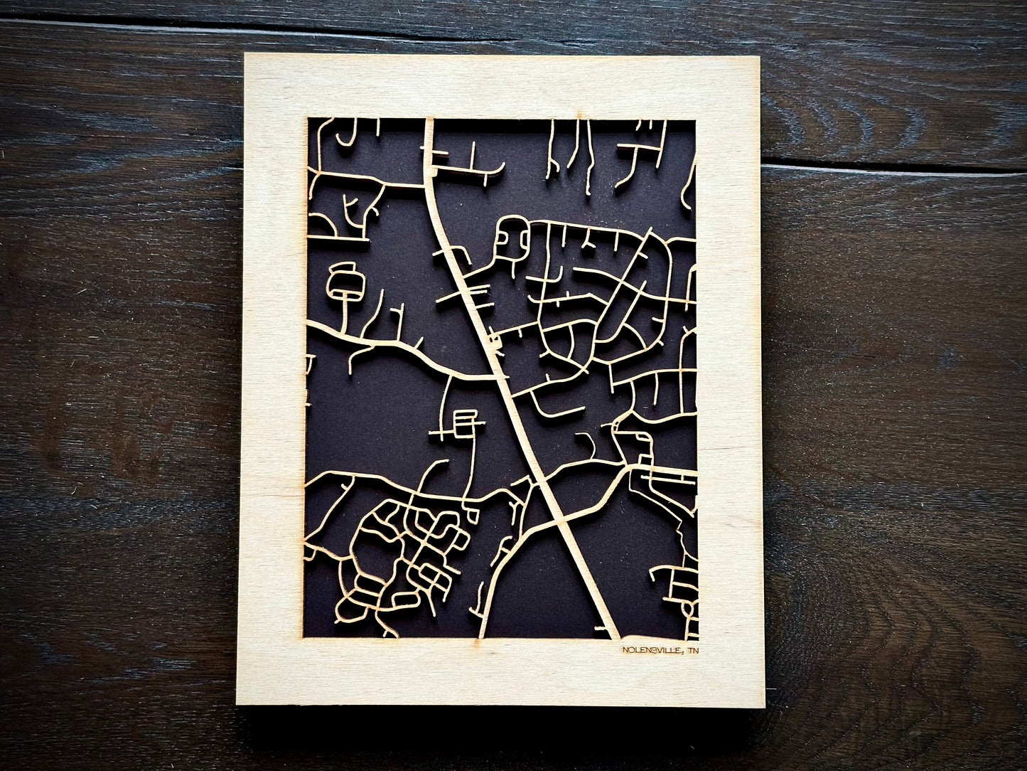 Nolensville, TN City Street Map | Modern Wood Wall Art in a Minimalist design. 2 sizes