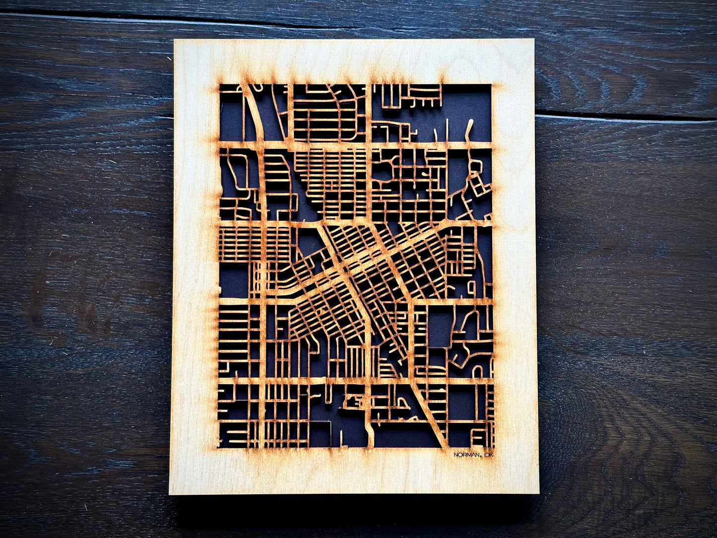 Norman, OK City Street Map | Modern Wood Wall Art in a Minimalist design. 2 sizes