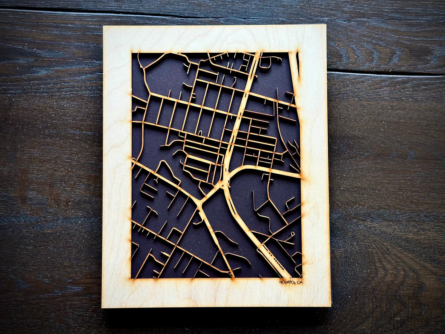 Novato, CA City Street Map | Modern Wood Wall Art in a Minimalist design. 2 sizes