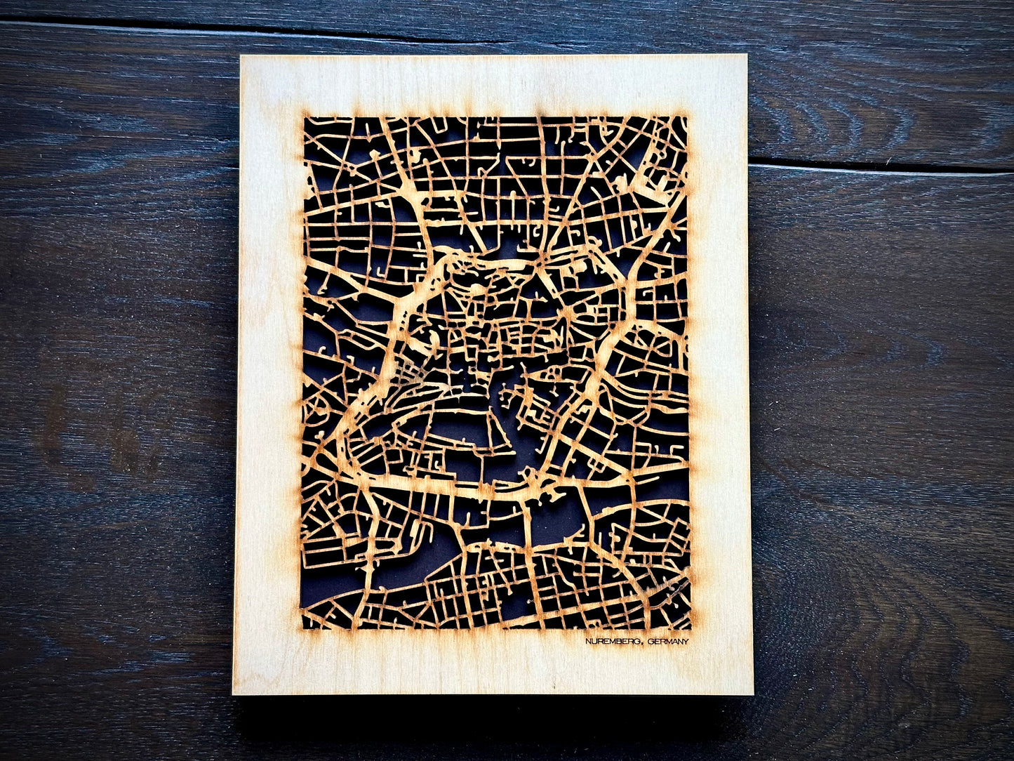Nuremberg, Germany City Street Map | Modern Wood Wall Art in a Minimalist design. 2 sizes