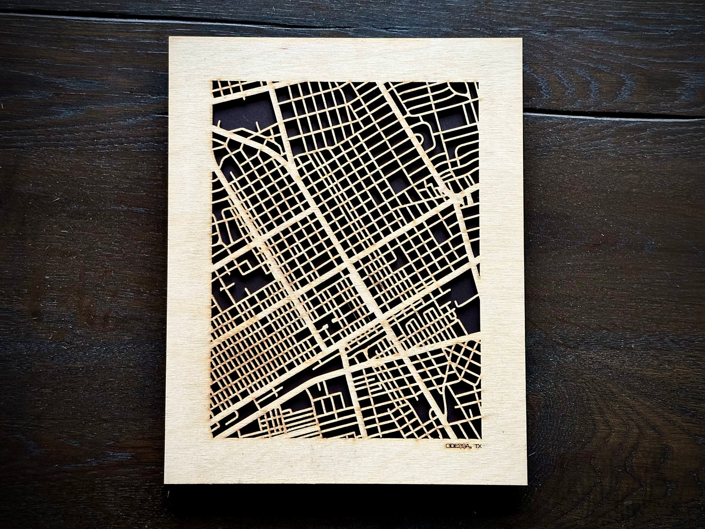 Odessa, TX City Street Map | Modern Wood Wall Art in a Minimalist design. 2 sizes