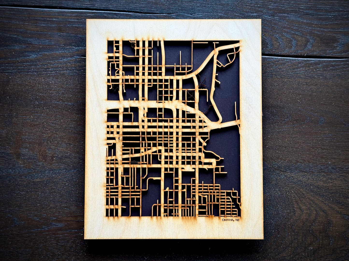 Omaha, NE City Street Map | Modern Wood Wall Art in a Minimalist design. 2 sizes