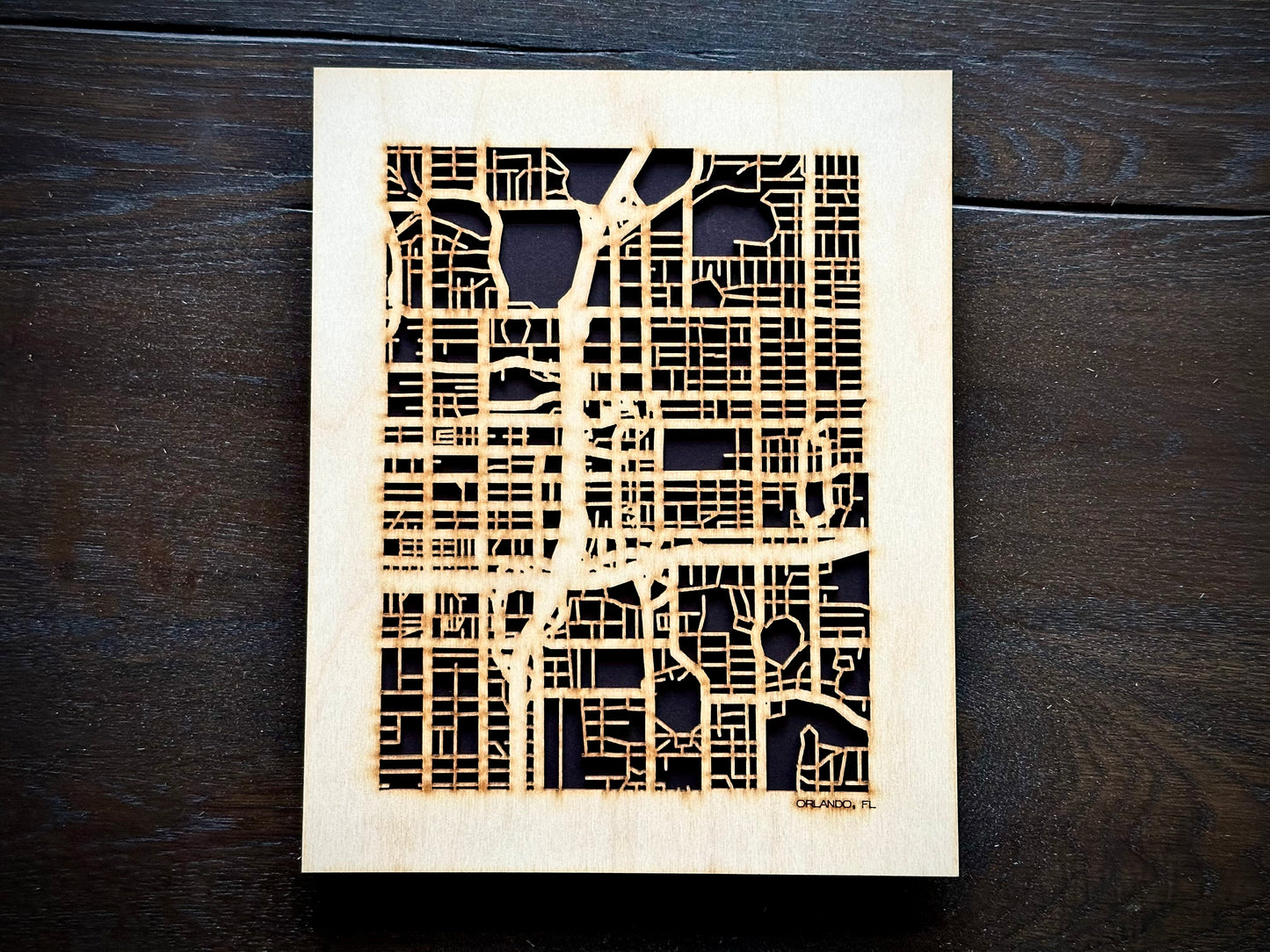 Orlando, FL City Street Map | Modern Wood Wall Art in a Minimalist design. 3 sizes