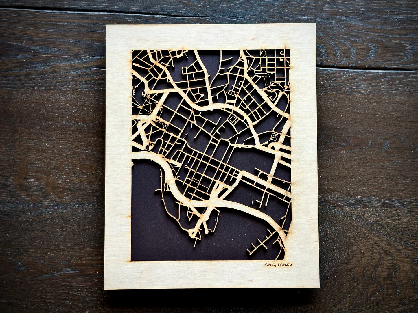 Oslo, Norway City Street Map | Modern Wood Wall Art in a Minimalist design. 2 sizes