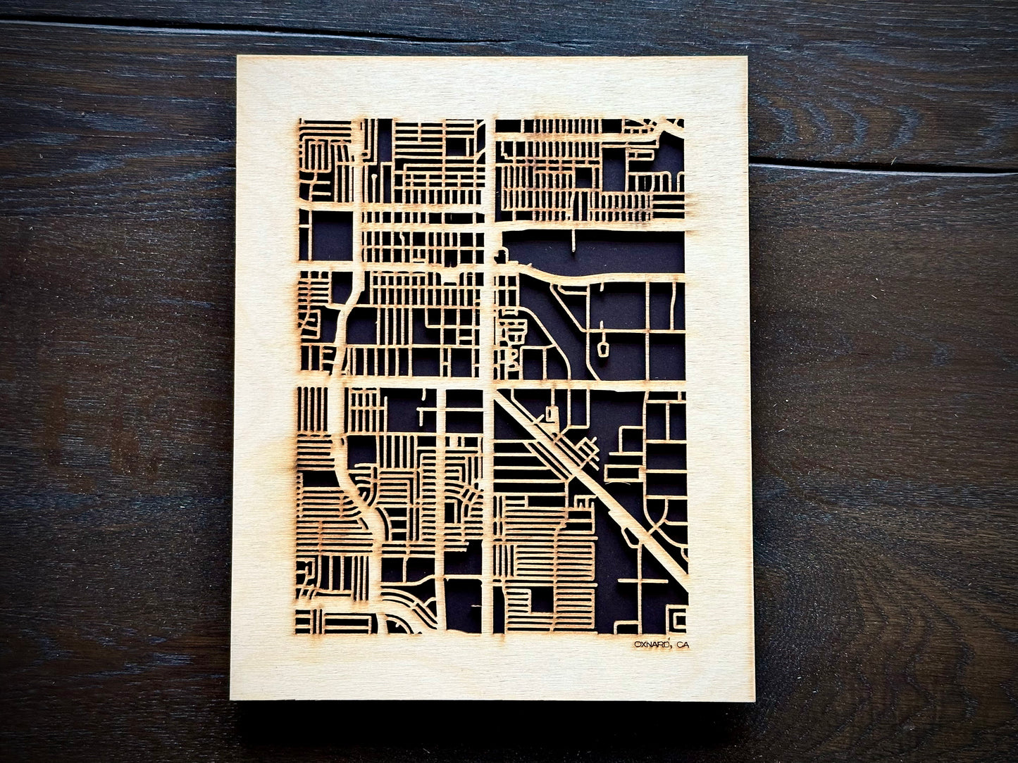 Oxnard, CA City Street Map | Modern Wood Wall Art in a Minimalist design. 2 sizes