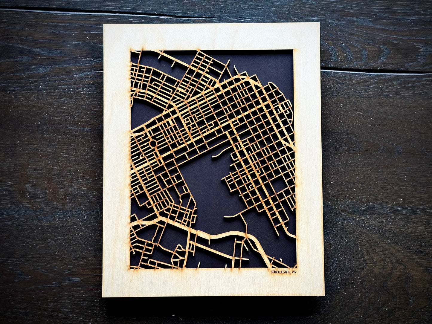 Paducah, KY City Street Map | Modern Wood Wall Art in a Minimalist design. 2 sizes