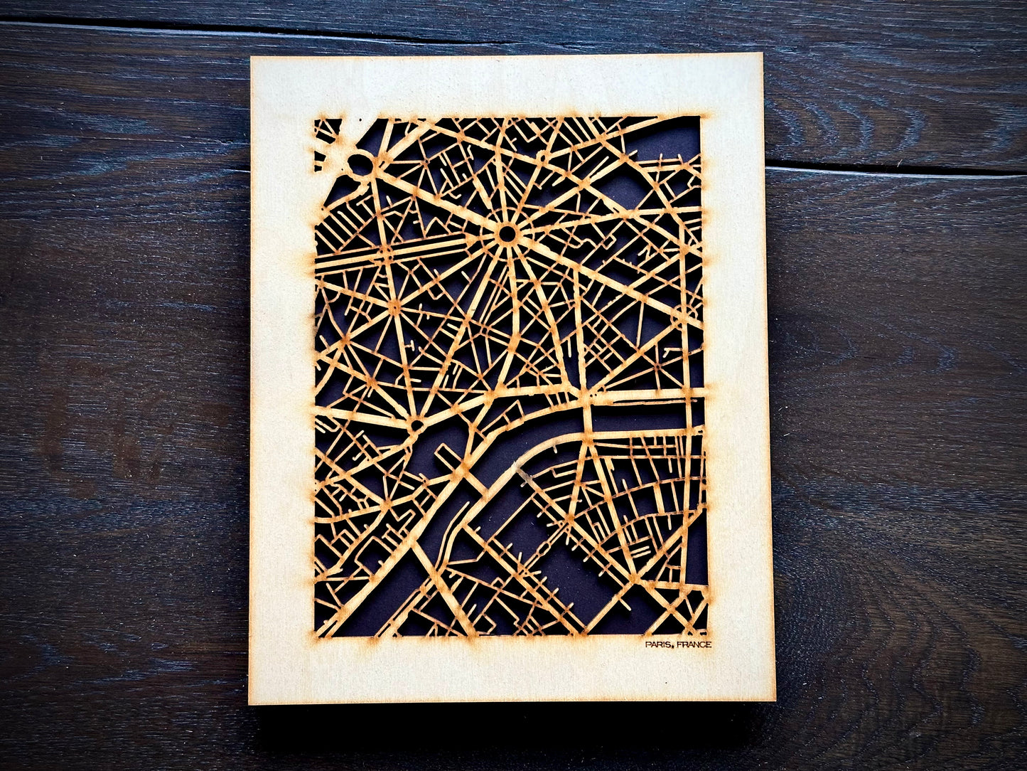 Paris, France City Street Map | Modern Wood Wall Art in a Minimalist design. 3 sizes