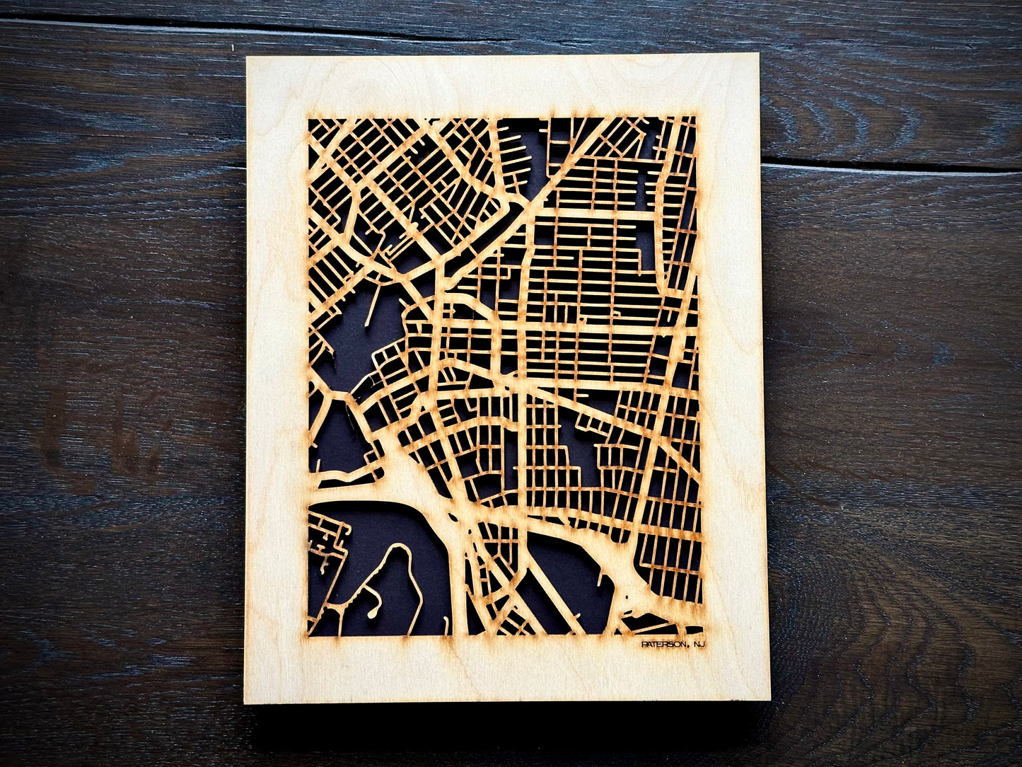 Paterson, NJ City Street Map | Modern Wood Wall Art in a Minimalist design. 2 sizes