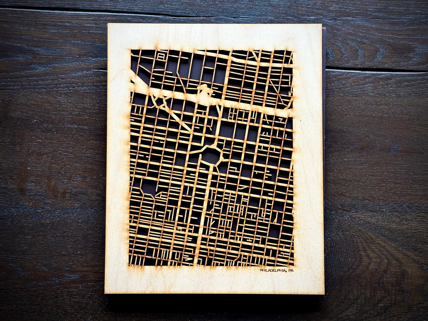 Philadelphia, PA City Street Map | Modern Wood Wall Art in a Minimalist design. 3 sizes