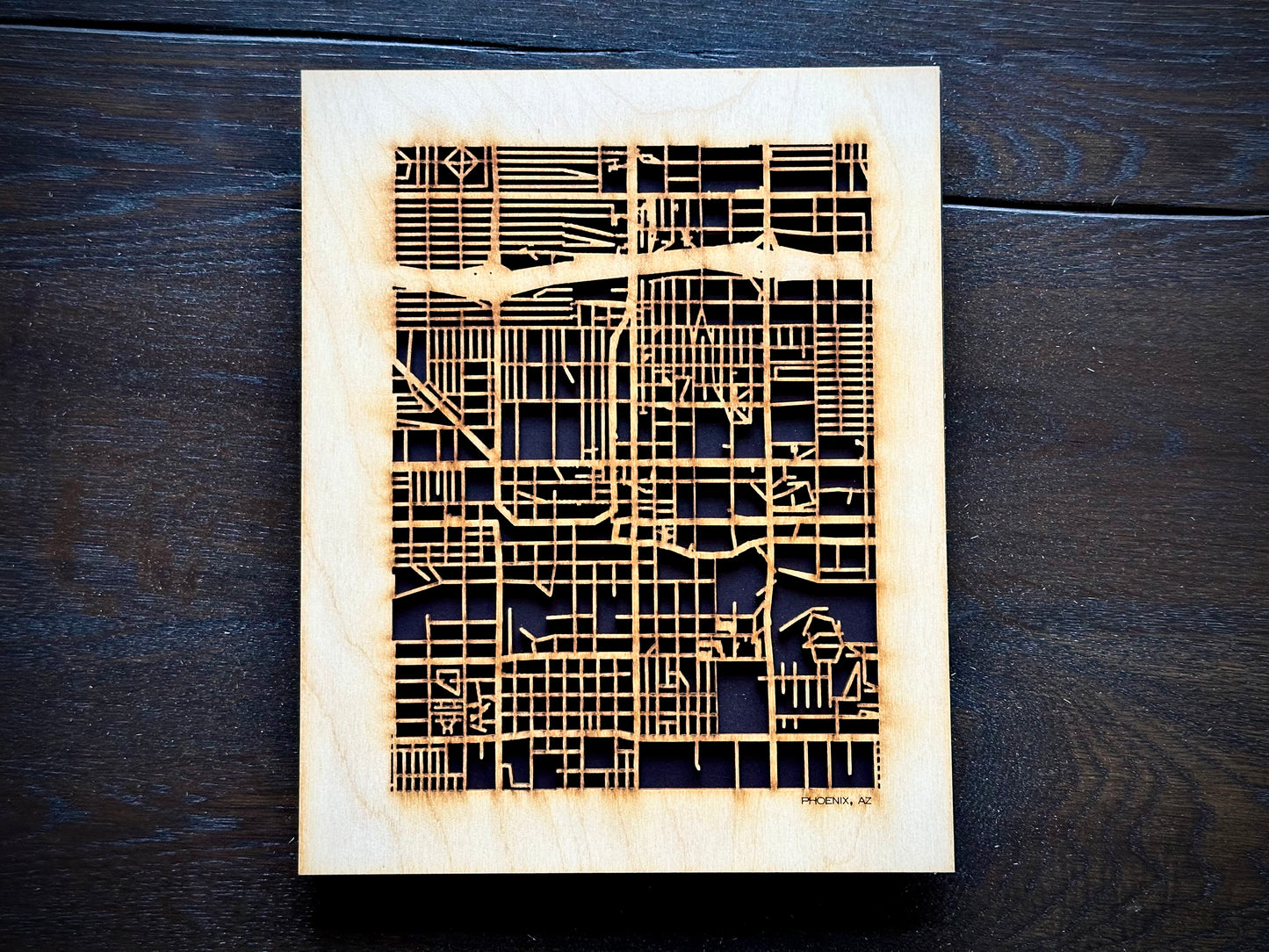 Phoenix, AZ City Street Map | Modern Wood Wall Art in a Minimalist design. 3 sizes