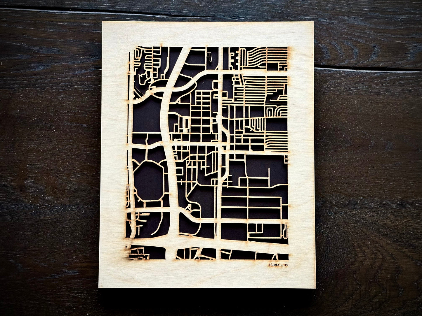 Plano, TX City Street Map | Modern Wood Wall Art in a Minimalist design. 2 sizes