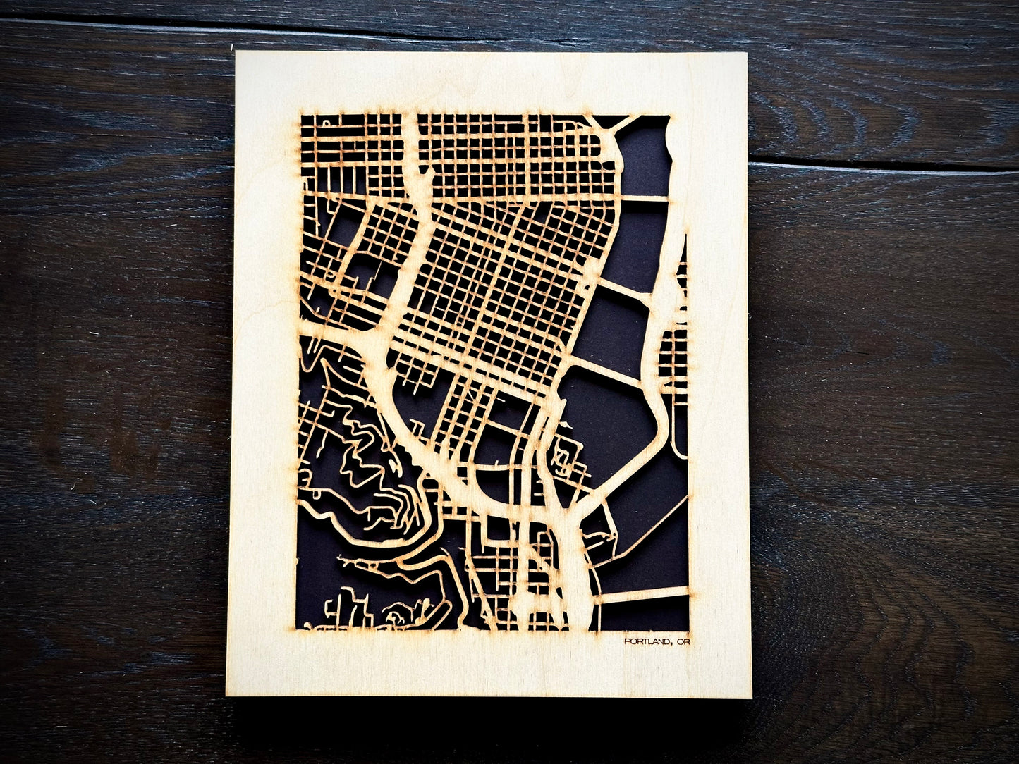 Portland, OR City Street Map | Modern Wood Wall Art in a Minimalist design. 3 sizes