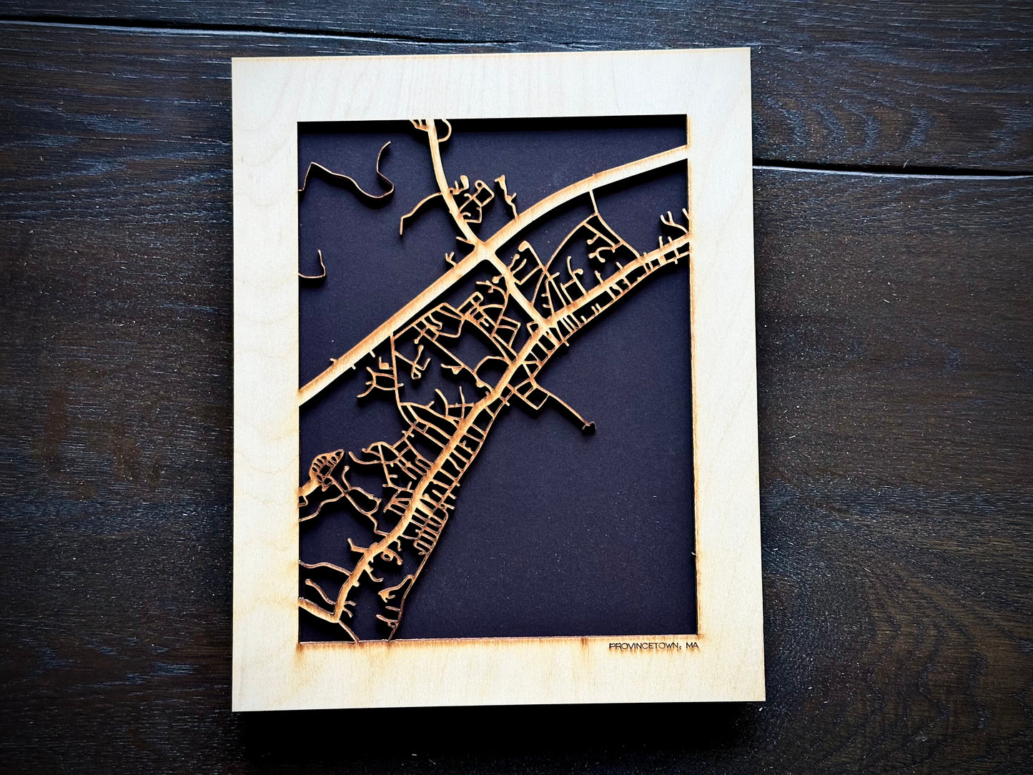 Provincetown, MA City Street Map | Modern Wood Wall Art in a Minimalist design. 2 sizes