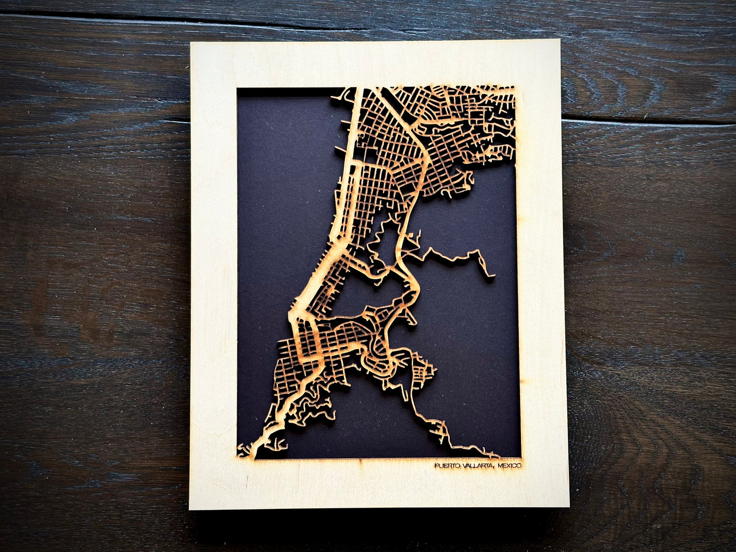 Puerto Vallarta, Mexico City Street Map | Modern Wood Wall Art in a Minimalist design. 2 sizes