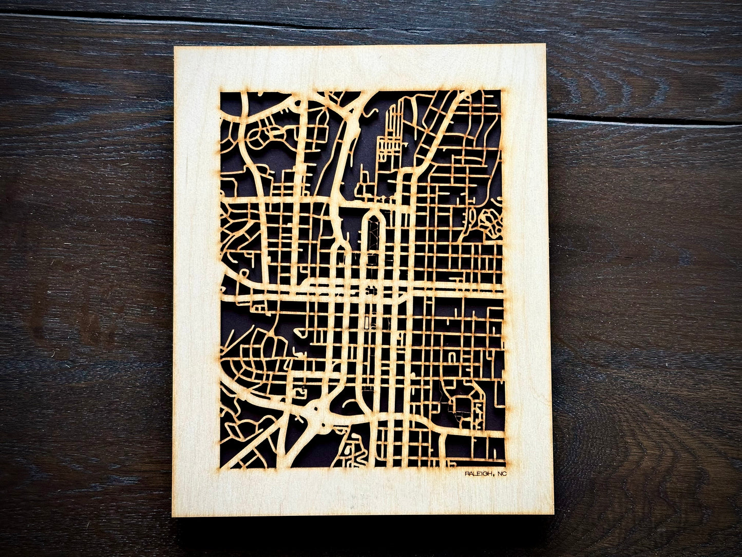Raleigh, NC City Street Map | Modern Wood Wall Art in a Minimalist design. 2 sizes