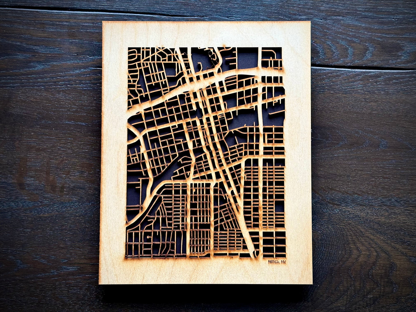 Reno, NV City Street Map | Modern Wood Wall Art in a Minimalist design. 2 sizes