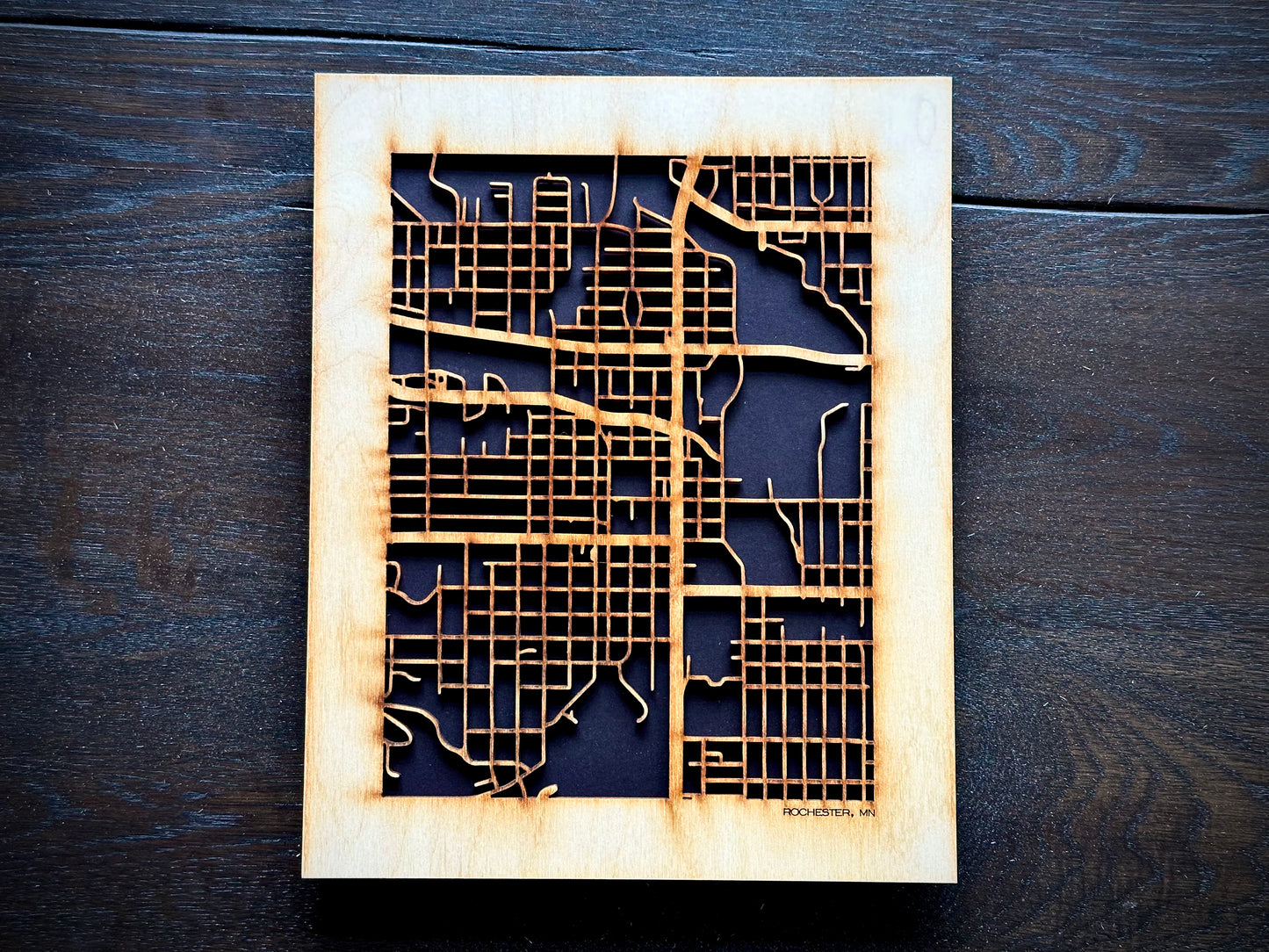 Rochester, MN City Street Map | Modern Wood Wall Art in a Minimalist design. 2 sizes