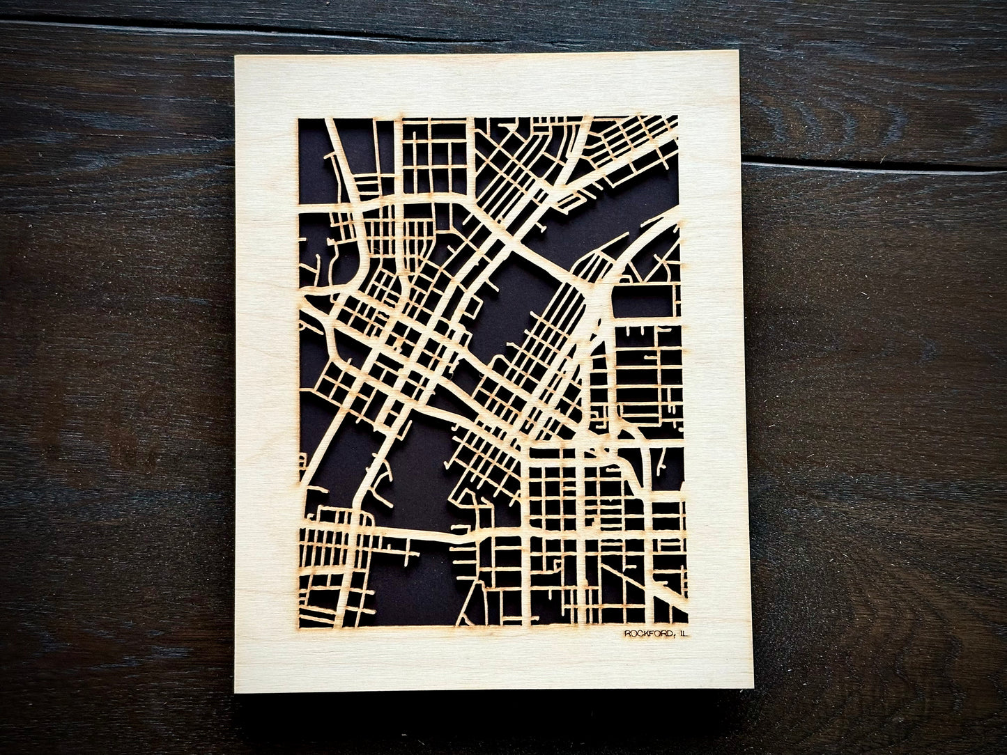 Rockford, IL City Street Map | Modern Wood Wall Art in a Minimalist design. 2 sizes