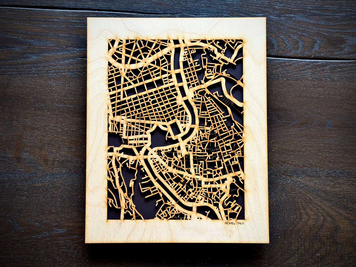 Rome, Italy City Street Map | Modern Wood Wall Art in a Minimalist design. 2 sizes