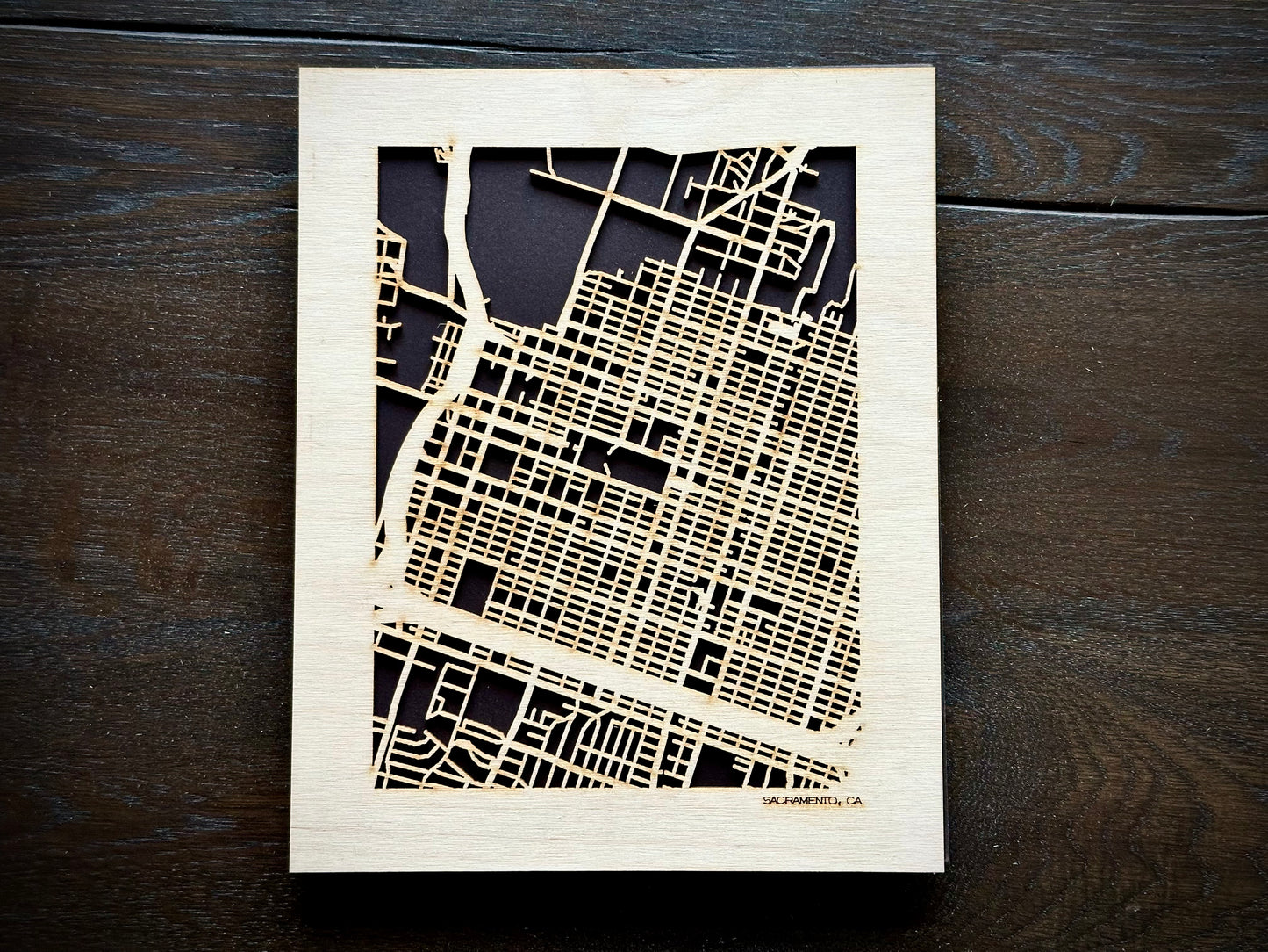 Sacramento, CA City Street Map | Modern Wood Wall Art in a Minimalist design. 3 sizes