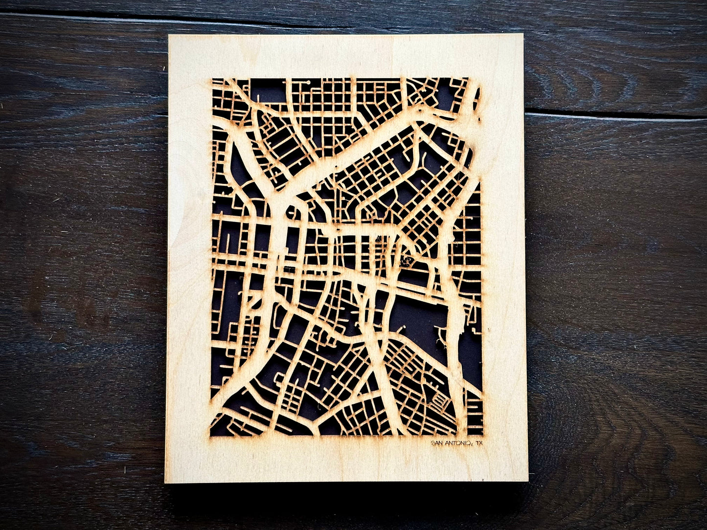 San Antonio, TX City Street Map | Modern Wood Wall Art in a Minimalist design. 2 sizes