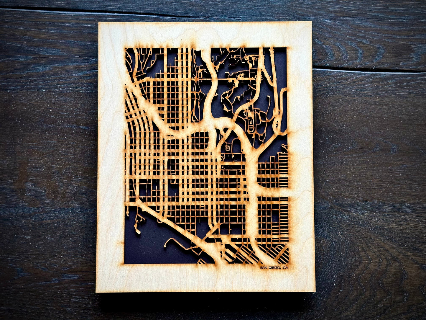 San Diego, CA City Street Map | Modern Wood Wall Art in a Minimalist design. 2 sizes