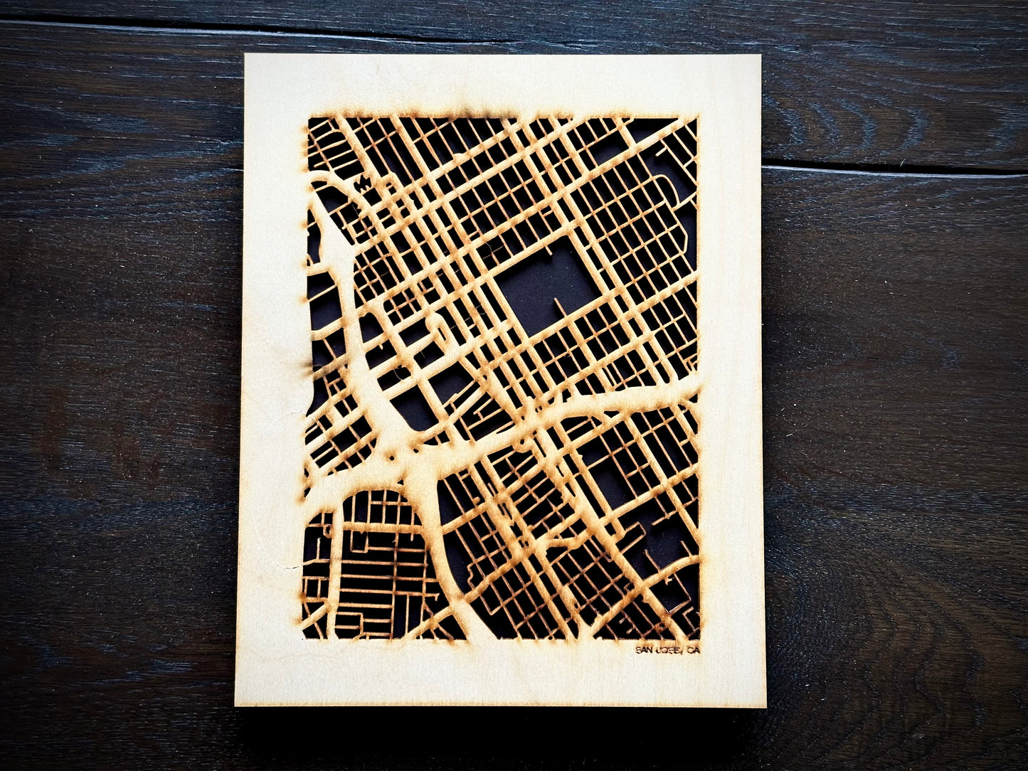 San Jose, CA City Street Map | Modern Wood Wall Art in a Minimalist design. 2 sizes