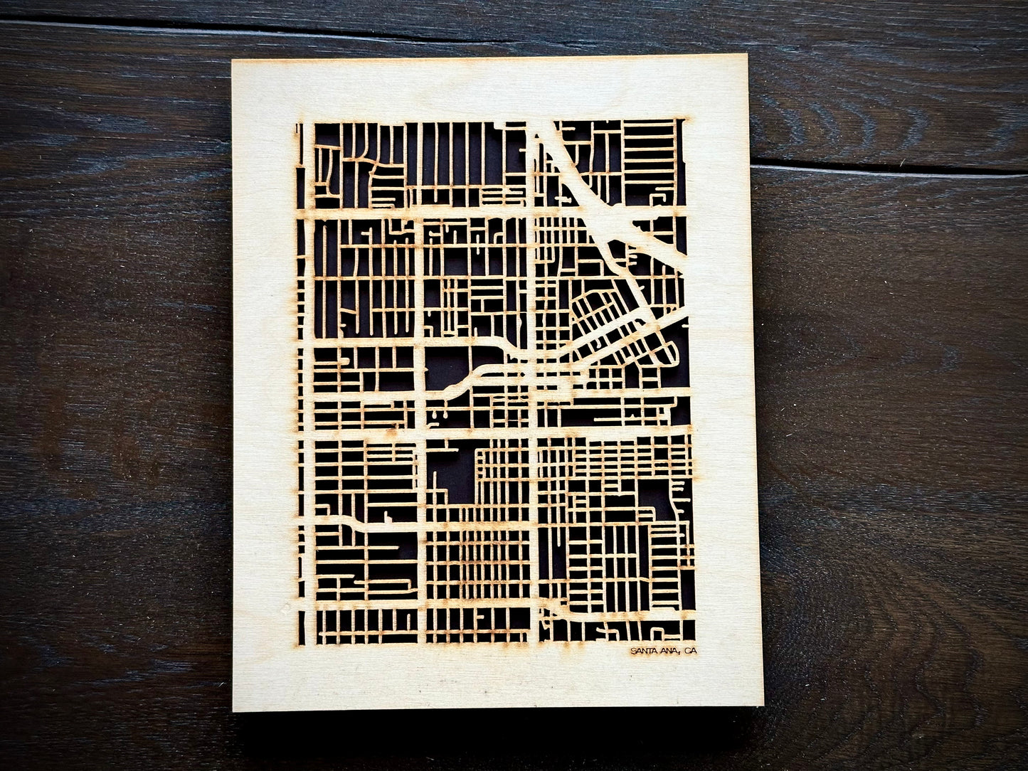 Santa Ana, CA City Street Map | Modern Wood Wall Art in a Minimalist design. 2 sizes