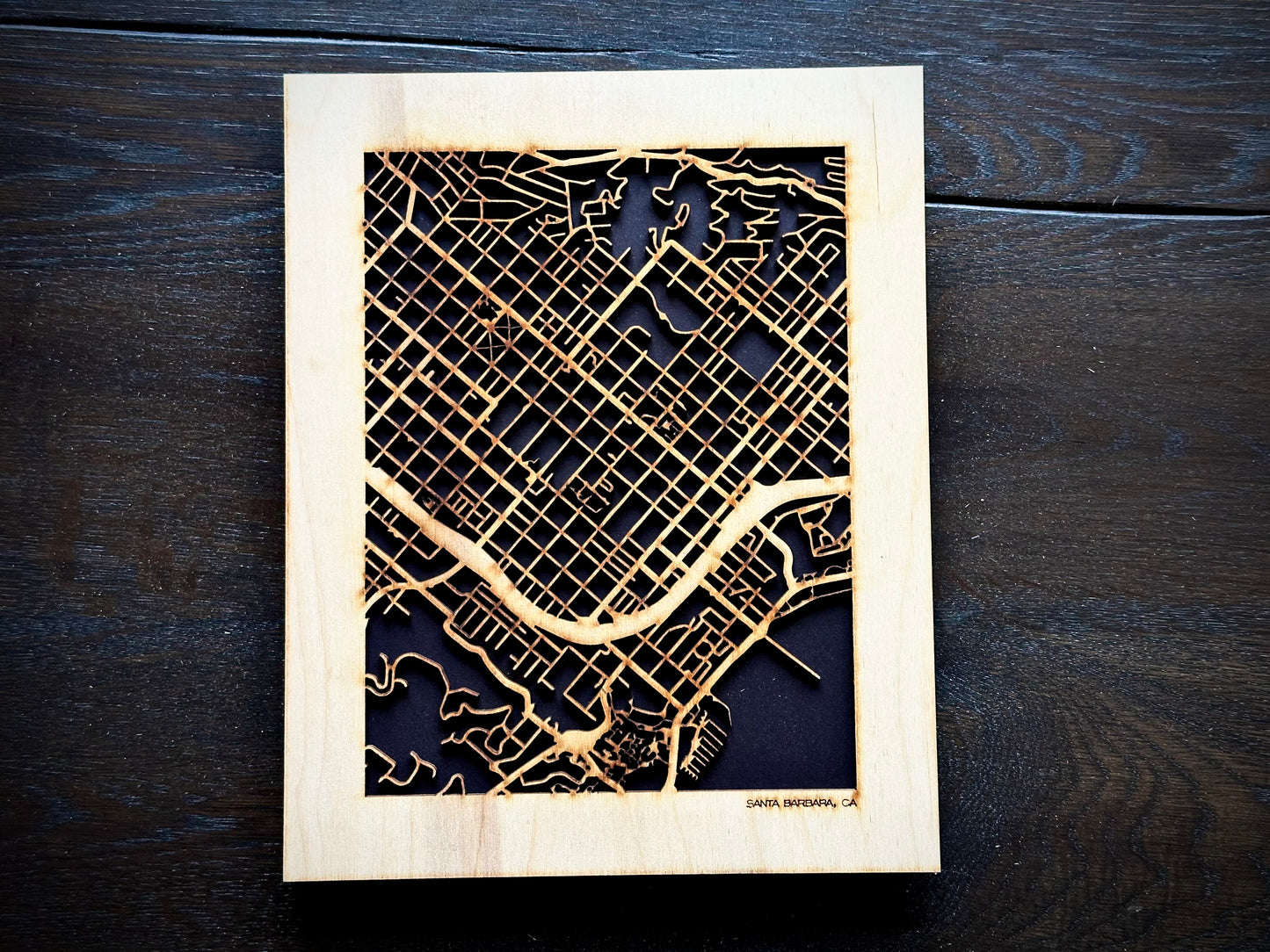 Santa Barbara, CA City Street Map | Modern Wood Wall Art in a Minimalist design. 2 sizes